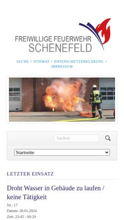 Vorschau der mobilen Webseite www.feuerwehr-schenefeld.de, Freiwillige Feuerwehr Schenefeld