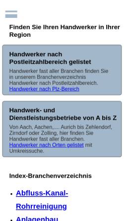 Vorschau der mobilen Webseite handwerkernet.de, Handwerker Branchenverzeichnis