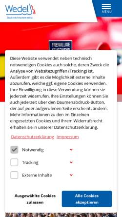 Vorschau der mobilen Webseite www.wedel.de, Freiwillige Feuerwehr Wedel