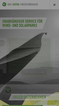 Vorschau der mobilen Webseite www.das-gruene-emissionshaus.de, Das Grüne Emissionshaus - Perspektiven mit Erneuerbaren Energien