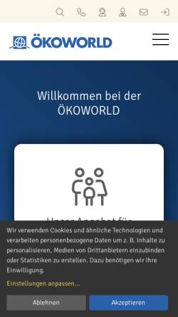 Vorschau der mobilen Webseite www.oekoworld.com, Ökoworld Lux S.A.