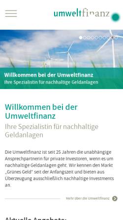 Vorschau der mobilen Webseite www.umweltfinanz.de, Umweltfinanz AG