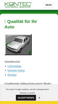 Vorschau der mobilen Webseite auto.marderabwehr.com, Kontec-Tilman Henckell-Meldetechnik.