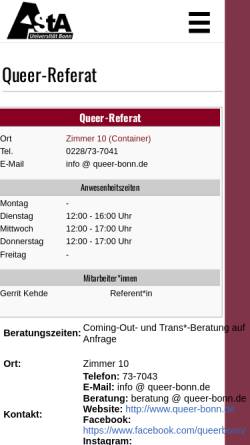 Vorschau der mobilen Webseite www.asta-bonn.de, AStA-Schwulenreferat der Universität Bonn