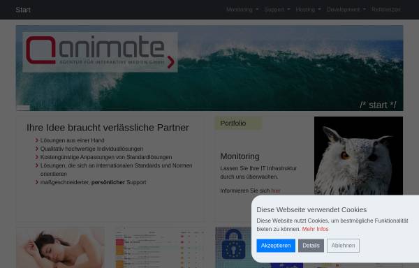 Vorschau von www.animate.de, Animate - Agentur für interaktive Medien GmbH