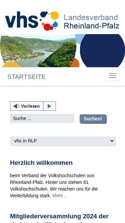 Vorschau der mobilen Webseite www.vhs-rlp.de, VHS-Verband Rheinland-Pfalz