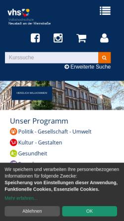 Vorschau der mobilen Webseite www.vhs-nw.de, Volkshochschule Neustadt an der Weinstrasse e.V.