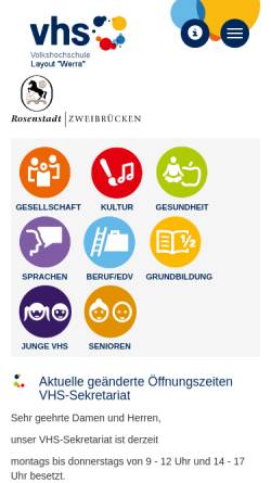 Vorschau der mobilen Webseite www.vhs-zweibruecken.de, Volkshochschule Zweibrücken