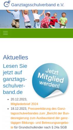 Vorschau der mobilen Webseite www.ganztagsschulverband.de, Ganztagsschulverband