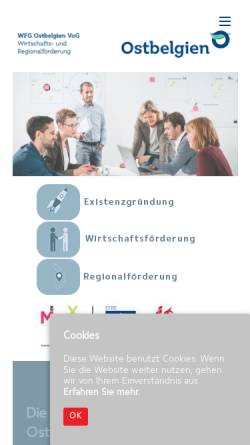 Vorschau der mobilen Webseite www.wfg.be, Wirtschaftsförderungsgesellschaft Ostbelgiens (WFG)