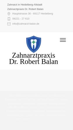 Vorschau der mobilen Webseite www.zahnarzt-balan.de, Dr. med. dent. Robert Balan
