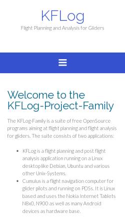 Vorschau der mobilen Webseite www.kflog.org, KFLog: Der K-Flug-Logger