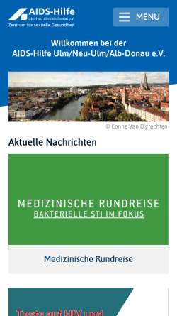 Vorschau der mobilen Webseite www.aidshilfe-ulm.de, AIDS-Hilfe Ulm/Neu-Ulm/Alb-Donau e.V.