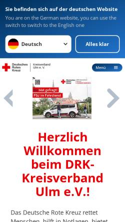Vorschau der mobilen Webseite www.drk-ulm.de, DRK - Kreisverband Ulm e.V.