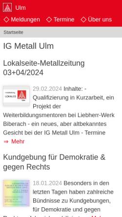 Vorschau der mobilen Webseite www.ulm.igm.de, IG Metall Ulm
