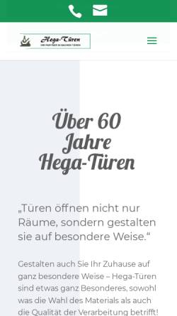 Vorschau der mobilen Webseite www.hega-tueren.de, Hega Türen