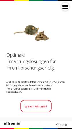 Vorschau der mobilen Webseite altromin.de, Altromin Gesellschaft für Tierernährung mbH