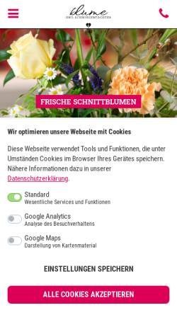 Vorschau der mobilen Webseite www.blumenschroeder.de, Blumenhaus Schröder