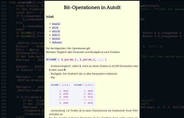 Vorschau von www.bug-fix.info, Bit-Operationen in AutoIt
