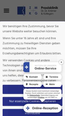 Vorschau der mobilen Webseite www.zmkg.de, Praxisklinik Mund-Kiefer-Gesicht