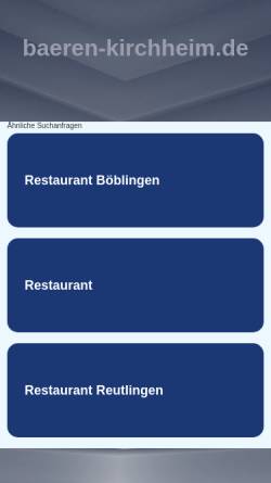 Vorschau der mobilen Webseite baeren-kirchheim.de, Gaststätte zum Bären