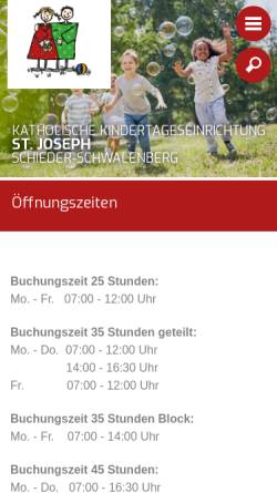 Vorschau der mobilen Webseite www.katholischer-kindergarten-schieder.de, Katholischer Kindergarten in Schieder