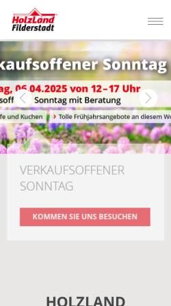 Vorschau der mobilen Webseite www.holzland-filderstadt.de, HolzLand Filderstadt GmbH