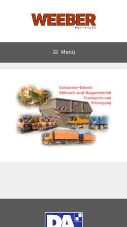Vorschau der mobilen Webseite www.weeber-gmbh.de, Weeber GmbH - Abbruch - Container - Erdbau