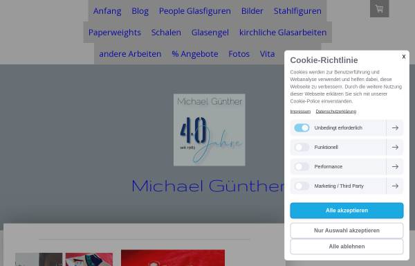 Vorschau von www.arte-glas.de, Glaskunst und Design Michael Günther
