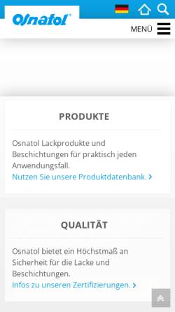 Vorschau der mobilen Webseite www.osnatol.de, Belmer Lackfabrik Osnatol-Werk GmbH & Co. KG