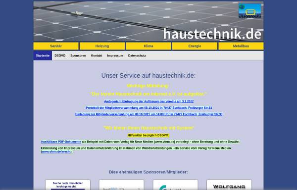 Vorschau von www.haustechnik.de, Verein für Haustechnik im Internet e.V.