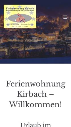 Vorschau der mobilen Webseite www.ferienwohnung-kirbach.de, Ferienwohnung Kirbach
