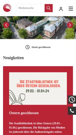 Vorschau der mobilen Webseite www.stadtbibliothek-guetersloh.de, Stadtbibliothek Gütersloh