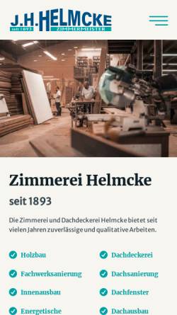 Vorschau der mobilen Webseite www.zimmereihelmcke.de, J.H. Helmcke