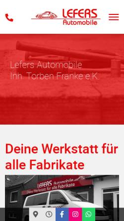 Vorschau der mobilen Webseite www.lefers-automobile.de, Lefers Automobile