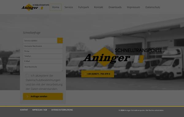 Vorschau von www.aninger.de, Aninger Schnelltransporte