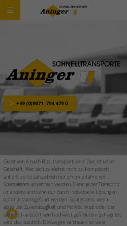 Vorschau der mobilen Webseite www.aninger.de, Aninger Schnelltransporte