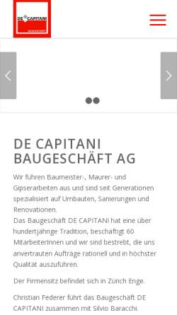 Vorschau der mobilen Webseite www.decapitanibau.ch, De Capitani Baugeschäft AG