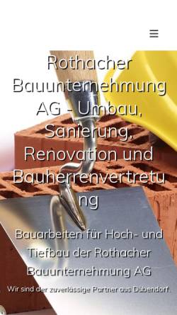 Vorschau der mobilen Webseite www.rothacherbau.ch, Rothacher Bauunternehmung