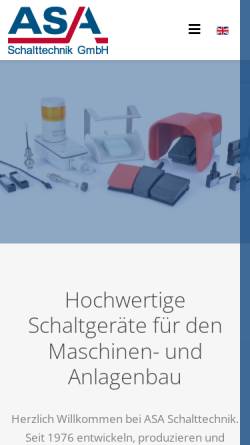 Vorschau der mobilen Webseite www.asa-schalttechnik.de, ASA-Schalttechnik GmbH