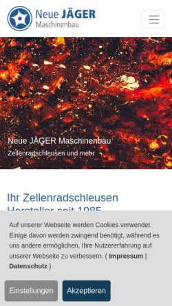 Vorschau der mobilen Webseite www.jaeger-maschinenbau.de, Jäger Maschinenbau GmbH