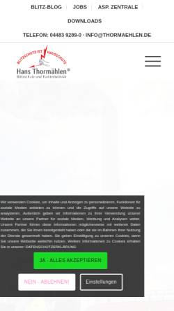 Vorschau der mobilen Webseite www.thormaehlen.de, Hans Thormählen GmbH & Co