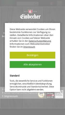 Vorschau der mobilen Webseite www.einbecker.de, Einbecker Brauhaus AG