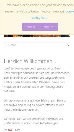 Vorschau der mobilen Webseite www.sbs-ing.de, Stanke Bernard Schwerdtfeger GbR