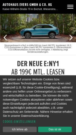 Vorschau der mobilen Webseite www.honda-evers.de, Autohaus Evers GmbH & Co. KG