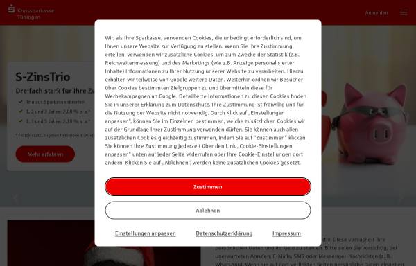 Vorschau von www.ksk-tuebingen.de, Kreissparkasse Tübingen