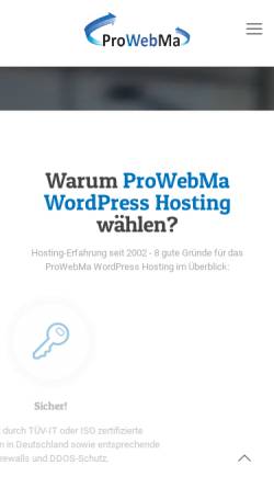 Vorschau der mobilen Webseite www.prowebma.de, ProWebMa Hosting GbR und ProWebMa Software & Design