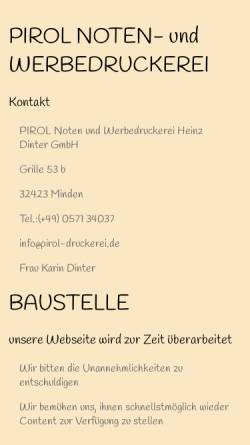 Vorschau der mobilen Webseite www.pirol-druckerei.de, PIROL-Noten- und Werbedruckerei Heinz Dinter GmbH