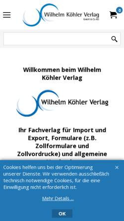 Vorschau der mobilen Webseite www.koehler-verlag.de, Wilhelm Köhler Verlag GmbH & Co. KG