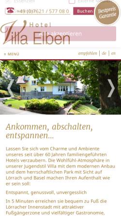 Vorschau der mobilen Webseite www.villa-elben.de, Hotel Villa Elben